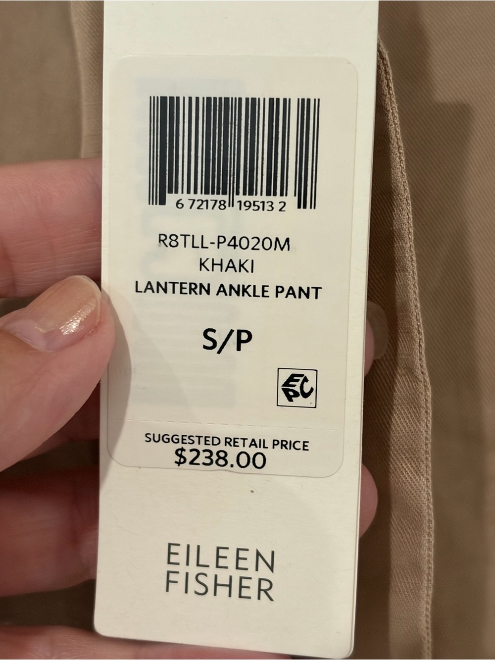 Eileen Fisher Lantern Ankle Tencel Linen  Khaki Beige Sz Sm (more Like Med) $238 - Picture 7 of 11